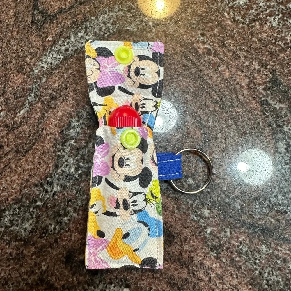 Handmade lip balm holder keychain- Mickey Mouse and friends